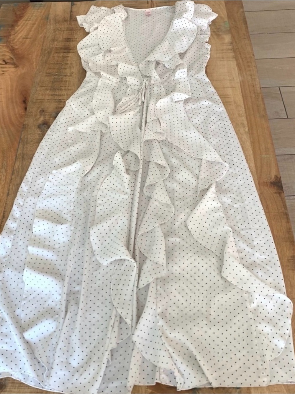 Victoria's Secret white/ivory Polka-Dot Ruffle Robe